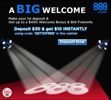 888Poker free $10 bonus for 888 Poker