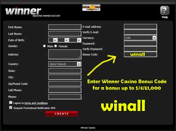 bonus code winner casino