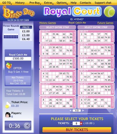Online Bingo Room Royal Court - Highroller bingo